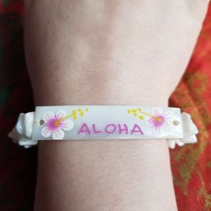 Aloha bracelet sea shell Puka mother of pearl pink pooka y2k